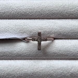R042 | Natural Champagne Diamond Rose Gold Cross Ring